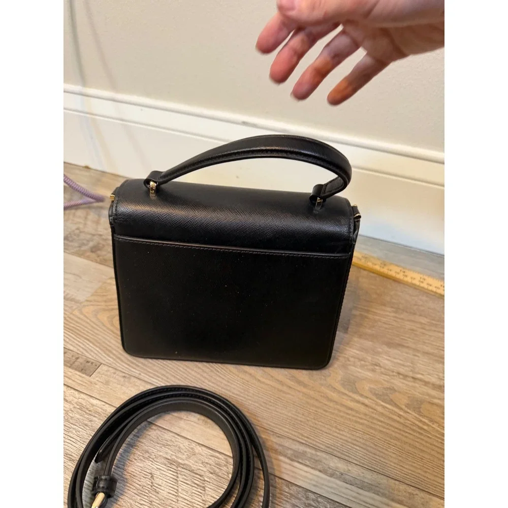 Kate Spade Womens Handbag Saffiano Leather Top Handle Crossbody Black Small